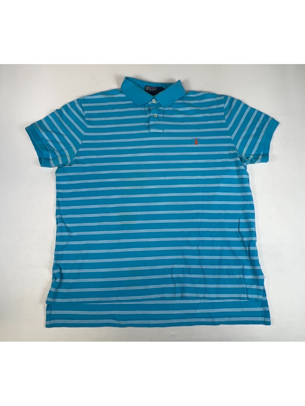 Vintage Polo by Ralph Lauren Men XL Blue White Striped Short Sleeve Polo Shirt